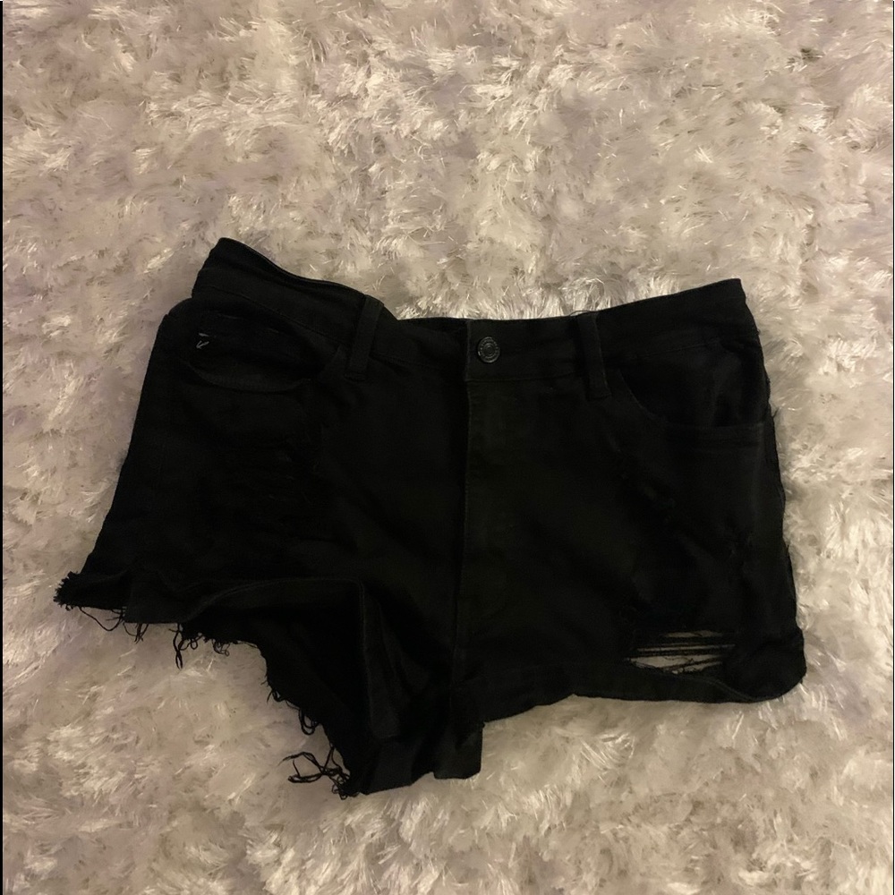 Black high wasted ripped shorts